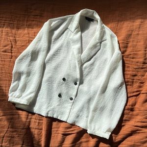 White Topshop Double Breasted Blouse